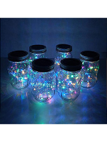 8 jars with lids and lights