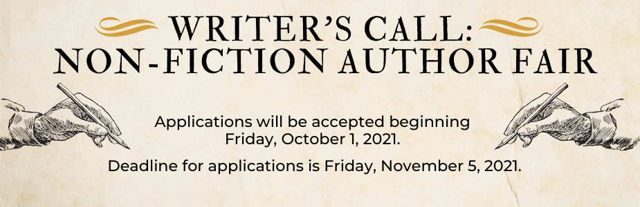 Call for Authors for Non-Fiction Author Fair set for Saturday, April 9, 2022 at Central Library located at 211 Second Street Elyria